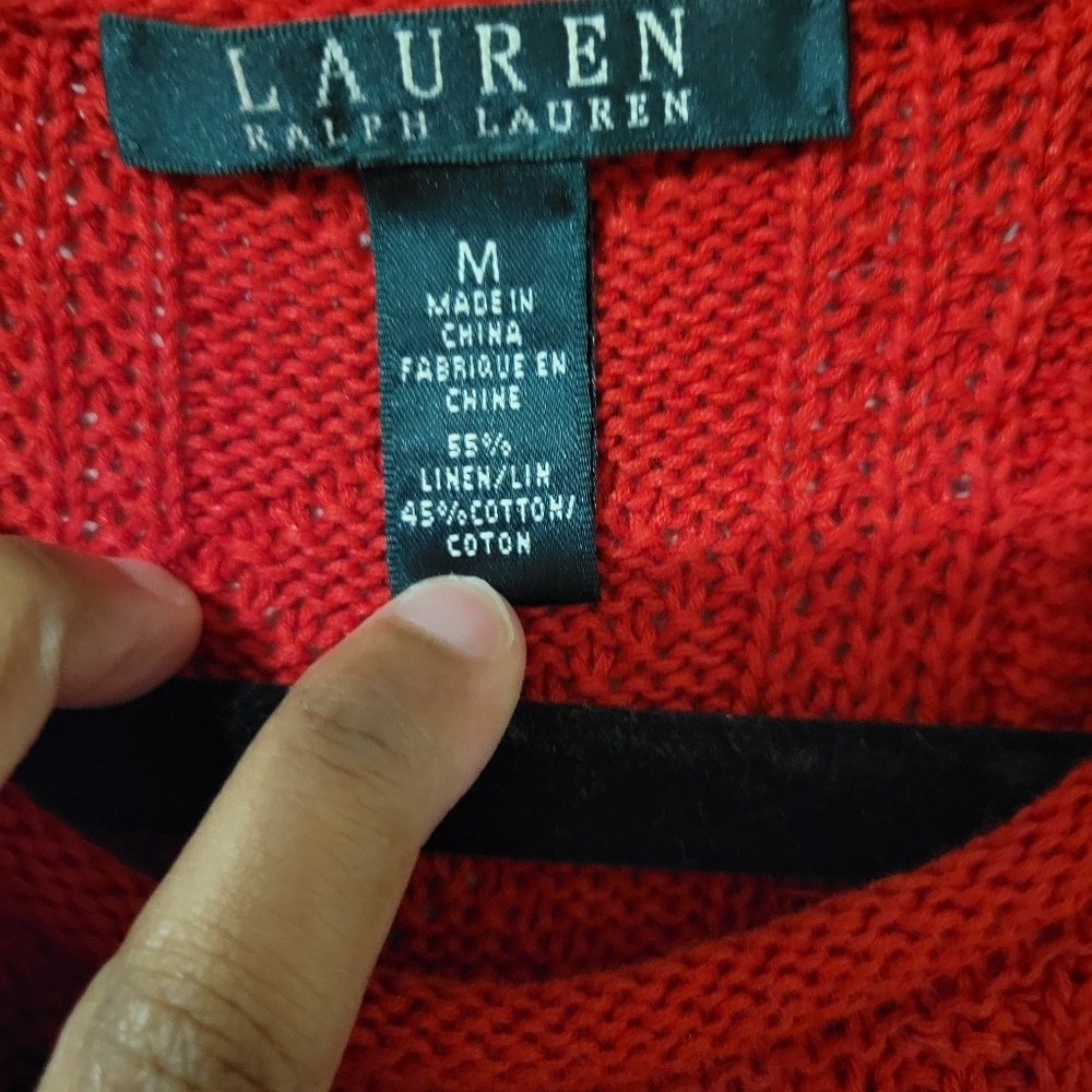 Ralph Lauren Red Cable Knit Linen Cotton Preppy Sweater Vest. Size M - Picture 5 of 6